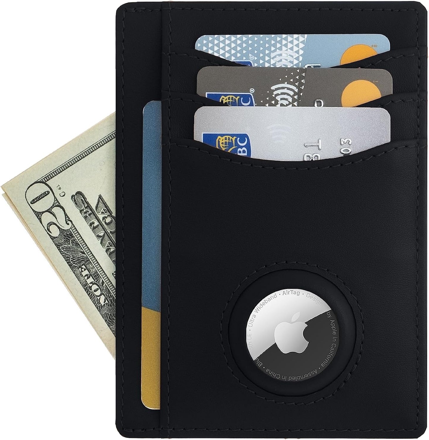 Findables - Slim Wallet - Genuine Leather - Black - for AirTag